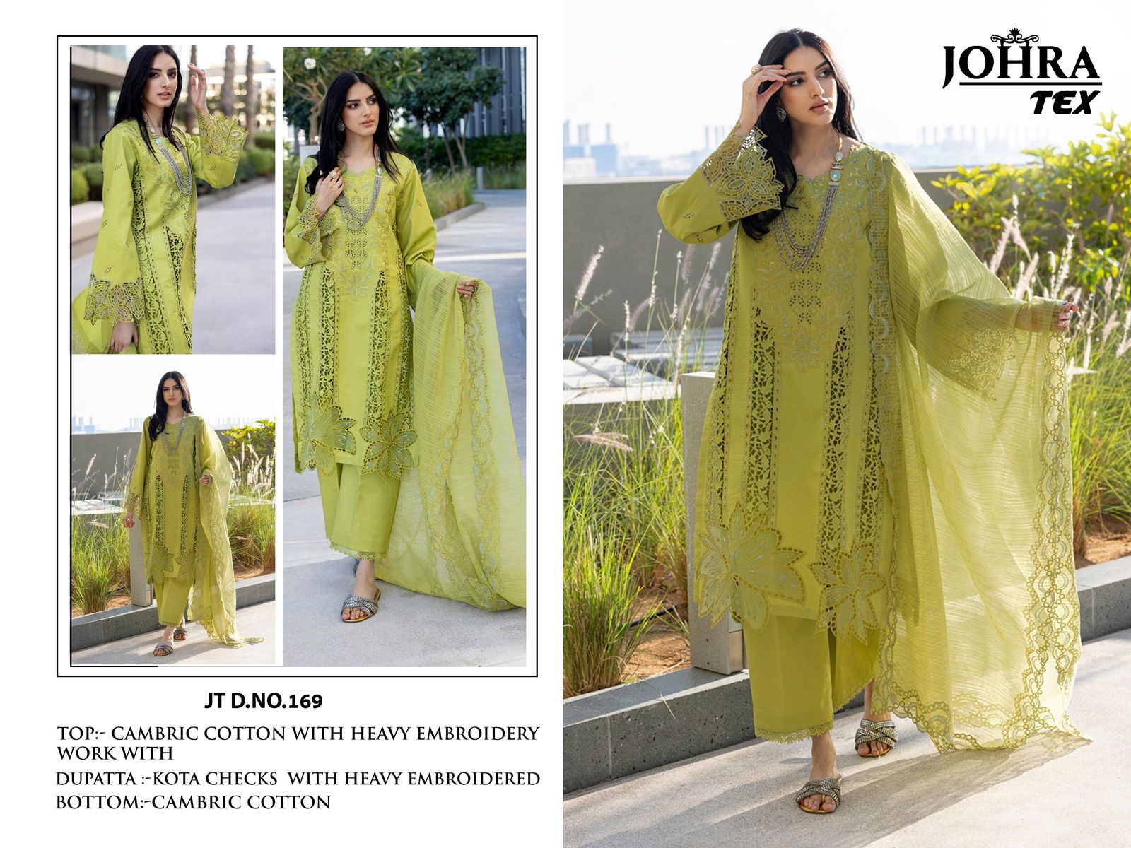 Johra Tex 169 Cambric Cotton Embroidery Pakistani Salwar Kameez Wholesale Online
